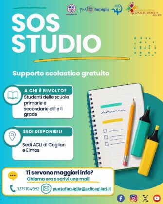 SOS Studio: un aiuto gratuito per gli studenti nelle sedi Acli di Cagliari ed Elmas